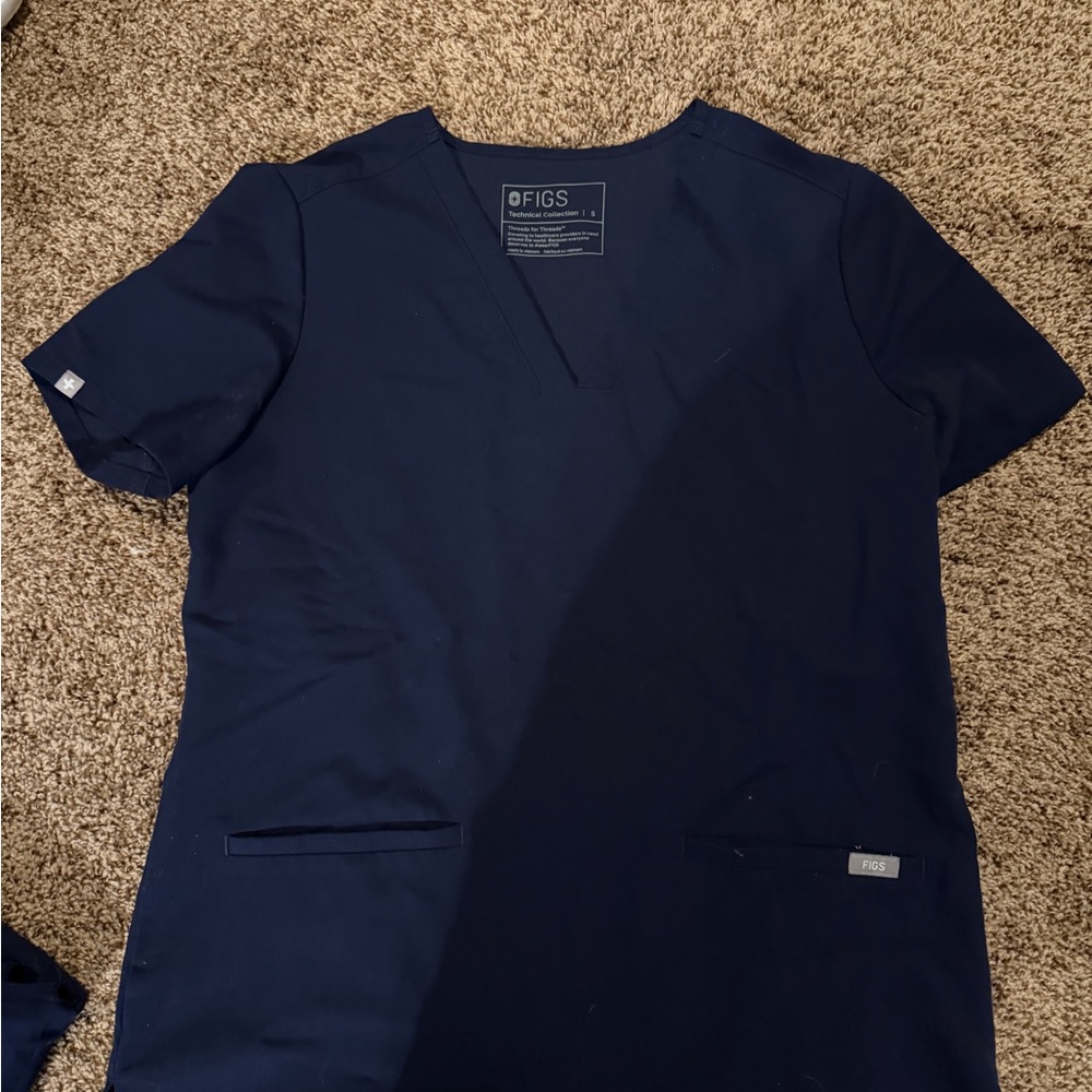 Figs Technical Collection Navy V-Neck Scrub Top